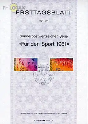 Berlin Mi.Nr. 6/81 Sporthilfe, Volkslauf + Gymnastik (Marken MiNr.645-646)