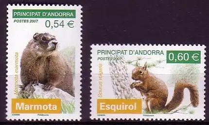 Andorra franz Mi.Nr. 655-56 Naturschutz: Nagetiere (2 Werte)