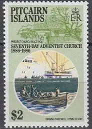 Pitcairn Mi.Nr. 288 Adventisten, Abschiedslied, Schiff, neue Kirche (2)