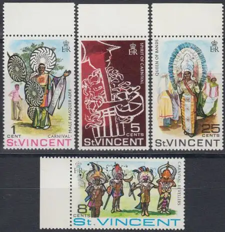 St.Vincent Mi.Nr. 243-46 Karneval auf St. Vincent (4 Werte)