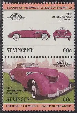 St.Vincent Mi.Nr. Zdr.666-67 Autos, Supercharged Cord 812, 1937 (2 Werte)
