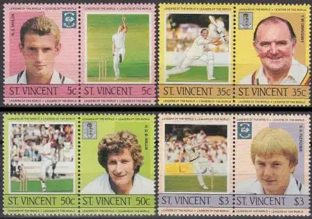 St.Vincent Mi.Nr. 778-85 Kricketspieler (4 Paare)