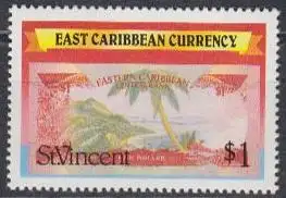 St.Vincent Mi.Nr. 1085A Freim. Ostkaribische Währung, 1 $-Note (1)