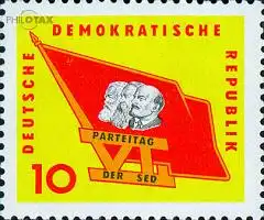D,DDR Mi.Nr. 941 6. Parteitag SED, Fahne mit Köpfen Marx, Engels, Lenin (10)