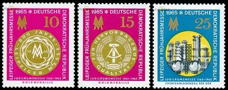 D,DDR Mi.Nr. 1090-92 Leipziger Frühjahrsmesse 65 (3 Werte)