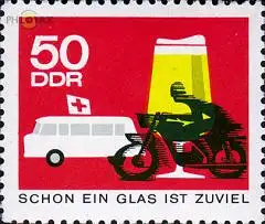 D,DDR Mi.Nr. 1172 Augen auf im Straßenverkehr, Motorrad, Bier, Krankenwagen (50)