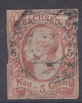 Sachsen, Mi.Nr. 12 Freim. König Johann I. (5 Ngr.)