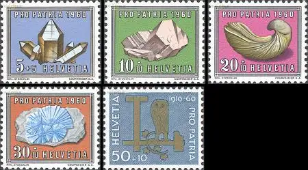 Schweiz Mi.Nr. 714-18 Pro Patria, Handwerk, Mineralien+Versteinerungen (5 Werte)