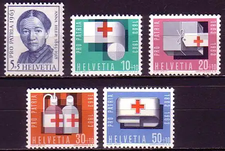 Schweiz Mi.Nr. 775-79 Pro Patria, Anna Heer, Rotes Kreuz (5 Werte)