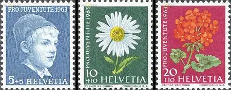 Schweiz Mi.Nr. 786-88x Pro Juventute, Knabe, Wiesen- + Gartenblumen (3 Werte)