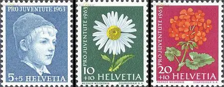 Schweiz Mi.Nr. 786-88x Pro Juventute, Knabe, Wiesen- + Gartenblumen (3 Werte)