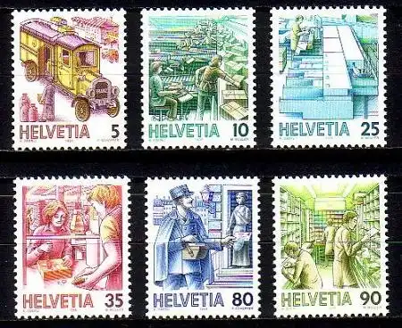 Schweiz Mi.Nr. 1321-26ya Freim. Postbeförderung (6 Werte)