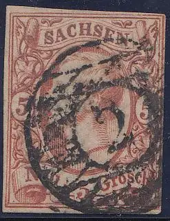 Sachsen, Mi.Nr. 12 Freim. König Johann I. (5 Ngr.)