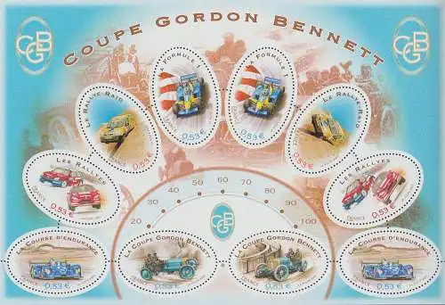 Frankreich MiNr. 3948-3953 Autorennen um den Gordon-Bennett-Pokal (Klbg.)