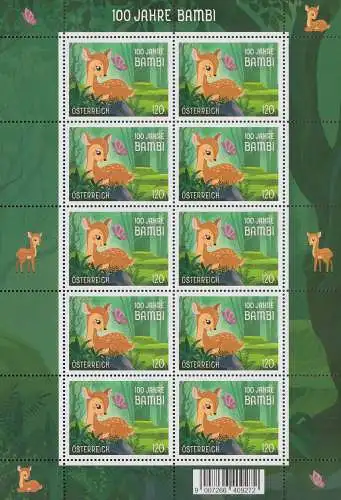 Österreich MiNr. 3746, 100 Jahre Bambi (Klbg.)