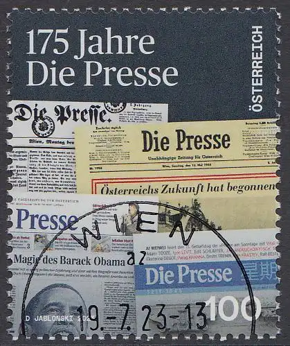 Österreich MiNr. 3735, 175 Jahre "Die Presse" (100)