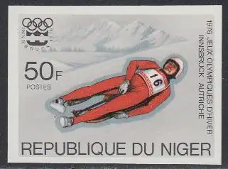 Niger Mi.Nr. 507U Olympia 1976 Innsbruck, Rodeln, ungezähnt (50)