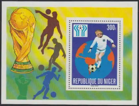 Niger Mi.Nr. Block 20 Fußball-WM 1978 Argentinien, Weltkugel, Pokal