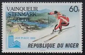 Niger Mi.Nr. 701 Olympische Winterspiele Lake Placid, Sieger Riesenslalom (60)