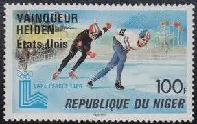 Niger Mi.Nr. 702 Olympische Winterspiele Lake Placid, Sieger Eisschnellauf (100)