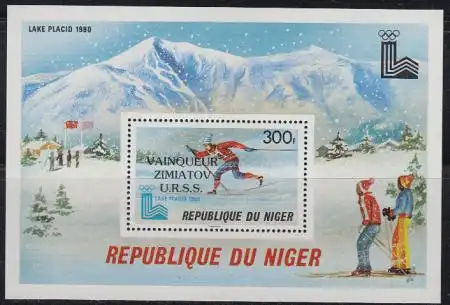 Niger Mi.Nr. Block 28 Olympische Winterspiele Lake Placid, Sieger Skilanglauf 