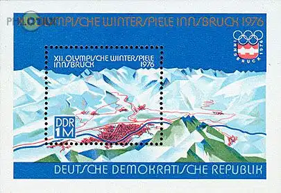 D,DDR Mi.Nr. Block 43 Olympia 1976, Ansicht von Innsbruck