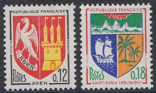 Frankreich MiNr. 1472-73 Freim.Stadtwappen, Agen und Saint-Denis (2 Werte)