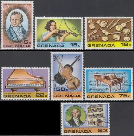 Grenada Mi.Nr. 904-10 150.Todestag Ludwig van Beethoven (7 Werte)