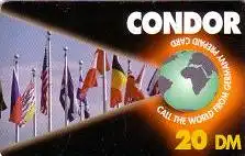 Calling Card, Condor, Flaggen in brauner Karte, 20 DM