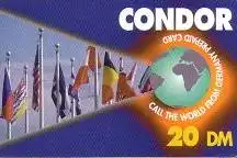 Calling Card, Condor, Flaggen in blauer Karte, 20 DM