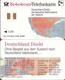Telefonkarte A 34 09.91 Deutschland Direkt, 1. Aufl.