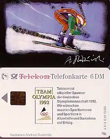 Telefonkarte A 41A 12.91 Team Olympia 1992 Skiabfahrtslauf, 2. Aufl.