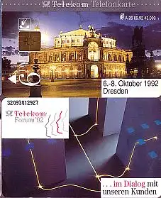 Telefonkarte A 26 09.92 Telekom Forum '92 Dresden Semper Oper, DD 3209
