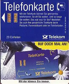 Telefonkarte A 13 09.90 TeleKarte, DD 1009, Aufl. 100000