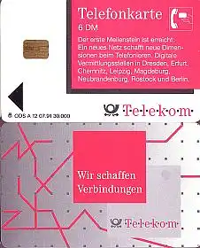 Telefonkarte A 12 07.91 Wir schaffen Verbindungen.., DD 2107, Aufl. 30000