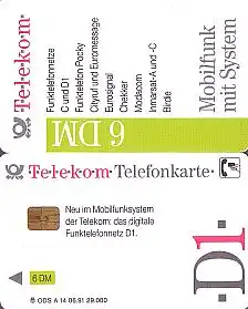 Telefonkarte A 14 06.91 Mobilfunk D 1, DD 2107, Aufl. 29000