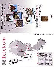 Telefonkarte A 21 08.91 OPD Karlsruhe, 2. Aufl., DD 2205, Aufl. 40000