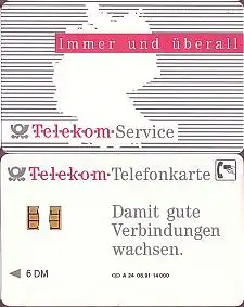 Telefonkarte A 24 08.91 Telekom-Service, 1. Aufl., DD 1109, Aufl. 14000