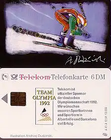 Telefonkarte A 41 A 12.91 Team Olympia-Skiläufer, 1. Aufl., DD 3112, Aufl. 13000