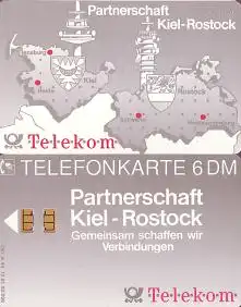 Telefonkarte A 44 12.91 Partnerschaft Kiel-Rostock, kl. Nr., DD 1203, Aufl.52000