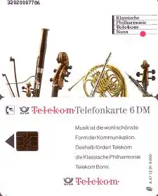 Telefonkarte A 47 12.91 Klassische Philharm.Bonn, 1. Aufl., DD 3202, Aufl. 9000