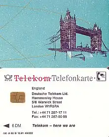 Telefonkarte A 52 D 12.91 Telekom London, neue Nr., DD 1207, Aufl. 49000