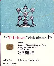 Telefonkarte A 52 G 12.91 Telekom Belgien, DD 1209, Aufl. 49000