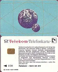 Telefonkarte A 52 I 12.91 Telekom ... weltumfassend .., DD 1209, Aufl. 49000
