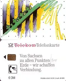 Telefonkarte A 53 C 12.91 Sachsen, 2. Aufl., DD 2204, Aufl. 40000