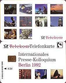 Telefonkarte A 02 02.92 Intern. Kolloquium Berlin, 1. Aufl., DD 2201, Aufl.17000
