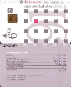 Telefonkarte A 17 08.92 Geschäftsbericht 91, Modul 20, DD 3209, Aufl. 50000