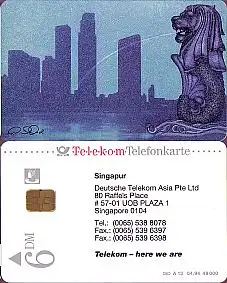 Telefonkarte A 13 04.94 Telekom in Singapur, DD 1403, Aufl. 49000