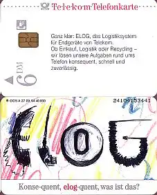 Telefonkarte A 27 09.94 ELOG, Nr. ca. 19 mm lang, DD 2410, Aufl. 40000