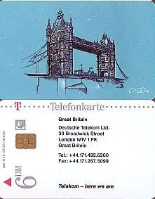 Telefonkarte A 16 07.96 Telekom in London, DD 1607, Aufl. 19000